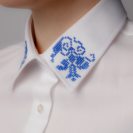 Chemise blanche avec broderie bleue GRANDEUR 3