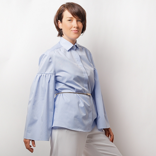 Blue shirt with puffy sleeves ZETA 0