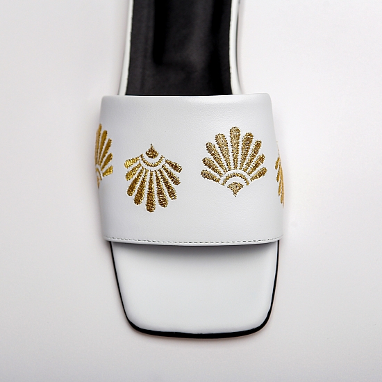 White leather flat sandals GRANDEUR 2