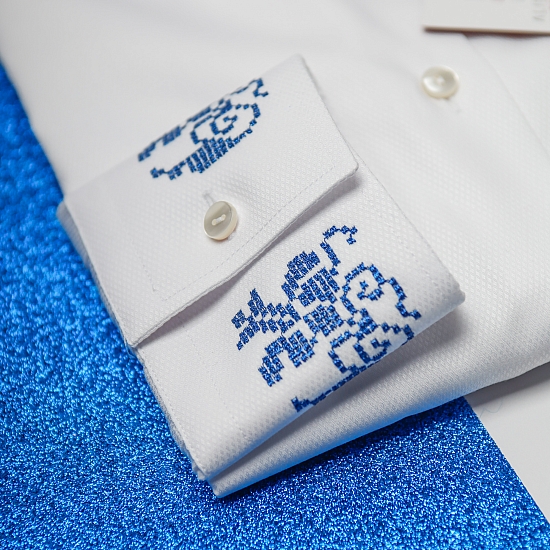 Chemise blanche avec broderie bleue GRANDEUR 4