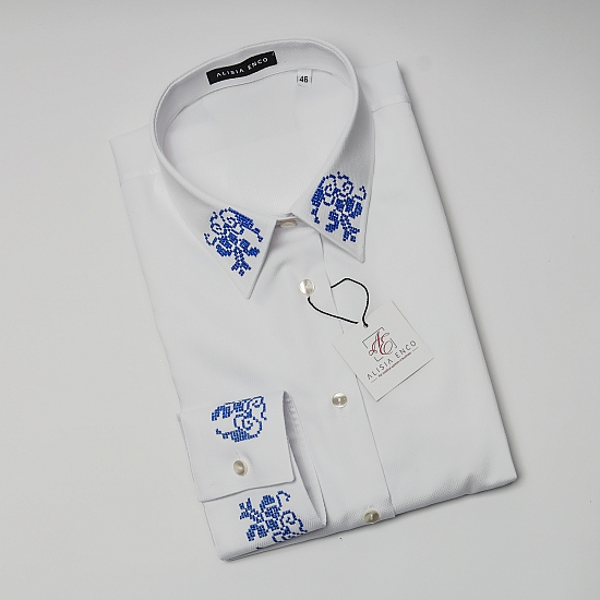 White shirt with blue embroidery GRANDEUR 6