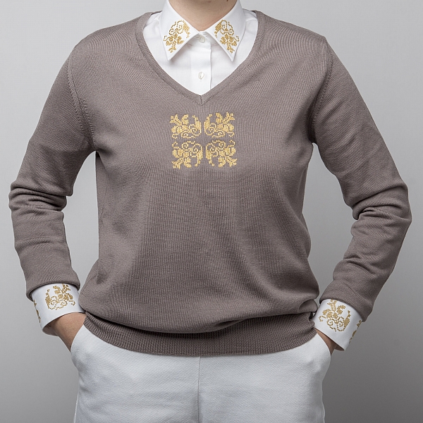 Merino wool beige sweater Grandeur
